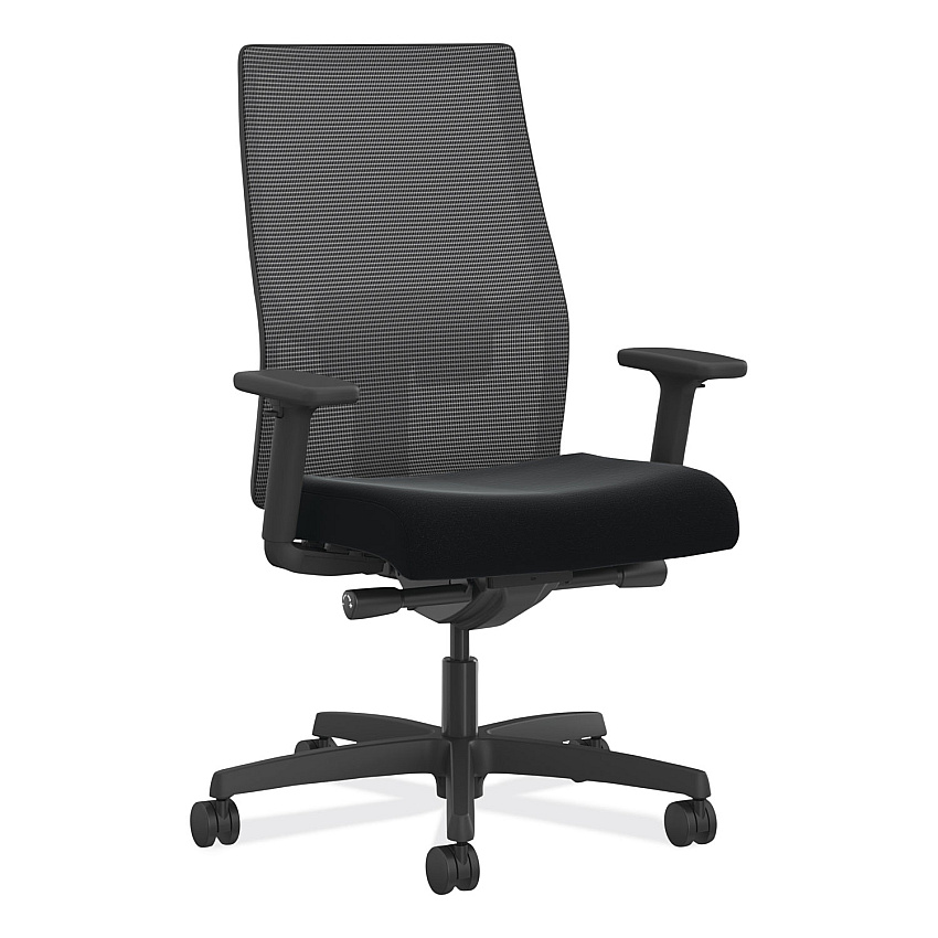 HON Ignition 2.0 4-Way Stretch Mid-Back Mesh Task Chair, Red Adjustable Lumbar Support, Black (HONI2MM2AMC10YT)