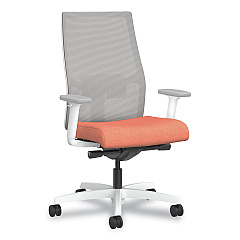 HON Ignition 2.0 4-Way Stretch Mid-Back Mesh Task Chair, White Lumbar Support, Passion Fruit Seat, Fog Back, White Base (HONI2MM2AFH02WX)