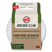 Scotch-Brite Greener Clean Recycled Scrubbing Circle, 3.5" Diameter, 0.7" Thick, White, 3/Pack (MMM215GC)