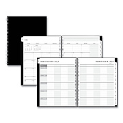 Blue Sky Teacher's Solid Black Weekly/Monthly Lesson Planner, 9 Classes, 11 x 8.5 Sheets, 12-Month (July to June), 2025 to 2026 (134433)