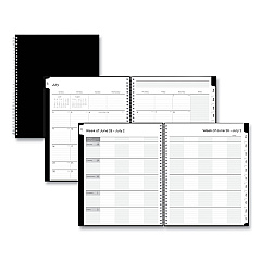 Blue Sky Teacher's Solid Black Weekly/Monthly Lesson Planner, 9 Classes, 11 x 8.5 Sheets, 12-Month (July to June), 2025 to 2026 (134433)