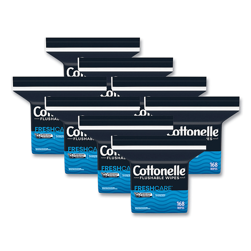 Cottonelle Fresh Care Flushable Cleansing Cloths, 1-Ply, 5 x 7.25, White, 168/Pack, 8 Packs/Carton (KCC10358CT)