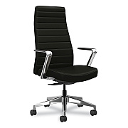 HON Cofi Executive High Back Chair, Supports Up to 300 lb, 15.5 to 20.5 Seat Height, Black Seat/Back, Polished Aluminum Base (HONCEUW0PU10C9P)