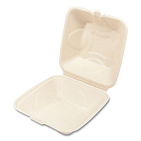 Boardwalk Bagasse PFAS-Free Food Containers, 1-Compartment, 6 x 6 x 3.19, Tan, Bamboo/Sugarcane, 500/Carton (BWKHINGE66NPFA)