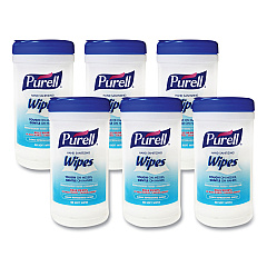 PURELL Hand Sanitizing Wipes, 7 x 6, Clean Scent, White, 40/Canister, 6/Carton (GOJ912006CMR01)