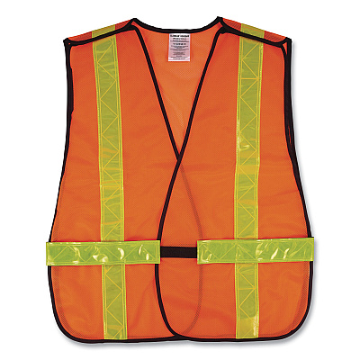 ergodyne GloWear 8080BAX Non-Certified X-Back Hi-Vis Safety Vest, Polyester, One Size Fits Most, Orange/Yellow (EGO26030)