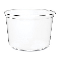 Vegware Round Deli Pots, Compostable, 16 oz, 4.6 Diameter x 3"h, Clear, Plastic, 500/Carton (VEGCFDC16)