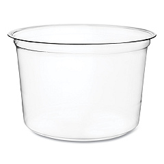 Vegware Round Deli Pots, Compostable, 16 oz, 4.6 Diameter x 3"h, Clear, Plastic, 500/Carton (VEGCFDC16)