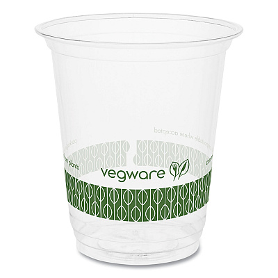 Vegware 76-Series Cold Cup, Compostable, 7 oz, Clear/Green, 1,000/Carton (VEGR200G)