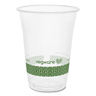 Vegware 96-Series Cold Cup, Compostable, 16 oz, Clear/Green, 1,000/Carton (VEGR500YG)