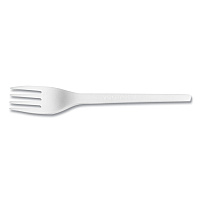 Vegware White CPLA Cutlery, Compostable, Fork, 1,000/Carton (VEGVWFK65)