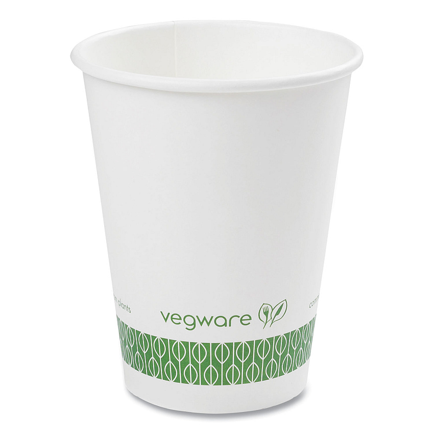 Vegware 89-Series Hot Cup, Compostable, 12 oz, Green/White, 1,000/Carton (VEGLV12G)