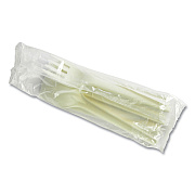Vegware Cutlery Kits, Compostable, Fork/Knife/Spoon/Napkin, White, 250/Carton (VEGVWKFSWN)