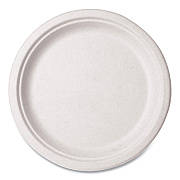Vegware Nourish Molded Fiber Tableware, Compostable, Plate, Sugarcane, 10" dia, White, 500/Carton (VWP005NFA)