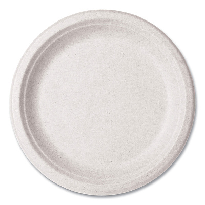 Vegware Molded Fiber Tableware, Compostable, Plate, 9" dia, White, 500/Carton (VEGWHBRG09)