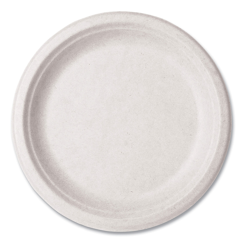 Vegware Molded Fiber Tableware, Compostable, Plate, 9" dia, White, 500/Carton (VEGWHBRG09)