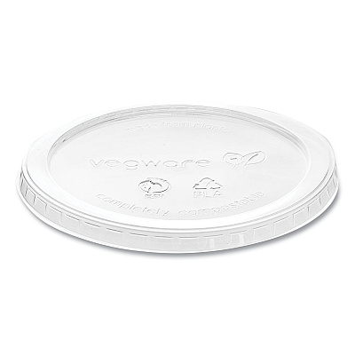 Vegware Round Deli Pot Lids, Compostable, For 8 oz to 32 oz Deli Containers, Plastic, 500/Carton (VEGVDC120H)