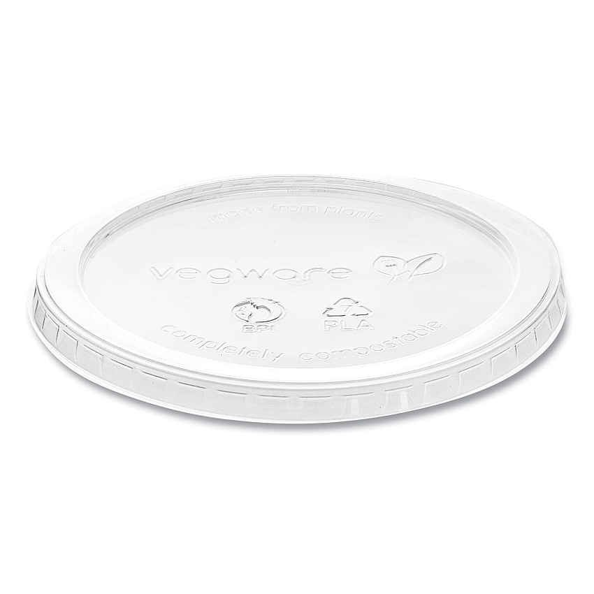 Vegware Round Deli Pot Lids, Compostable, For 8 oz to 32 oz Deli Containers, Plastic, 500/Carton (VEGVDC120H)