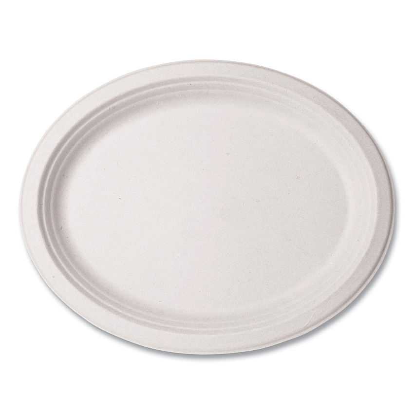Vegware Molded Fiber Tableware, Compostable, Platter, 7 x 10, White, 500/Carton (VEGWHBRG710)