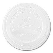 Vegware 89 Series Hot Cup Lids, Compostable, Fits 89-Series Hot Cups, White, 1,000/Carton (VEGVLID89S)