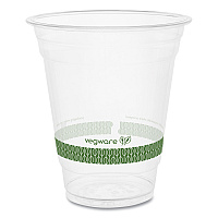 Vegware 96-Series Cold Cup, Compostable, 12 oz, Clear/Green, 1,000/Carton (VEGR360YG)