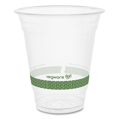 Vegware 96-Series Cold Cup, Compostable, 12 oz, Clear/Green, 1,000/Carton (VEGR360YG)