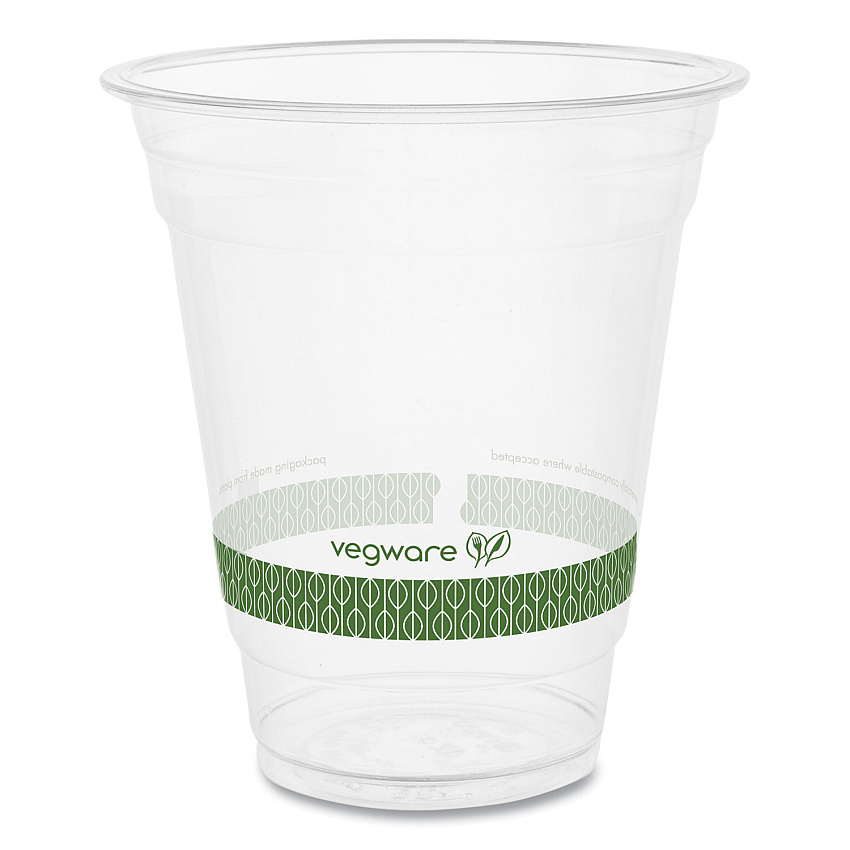 Vegware 96-Series Cold Cup, Compostable, 12 oz, Clear/Green, 1,000/Carton (VEGR360YG)
