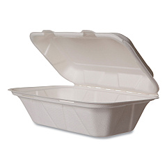 Vegware Nourish Molded Fiber Takeout Containers, Compostable, 5 x 9 x 2, White, Sugarcane, 250/Carton (VEGWHHOAGIE)