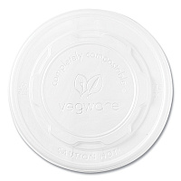 Vegware 115-Series Flat Hot Lids, Compostable, For Use With 115-Series Soup Containers, White, Plastic, 500/Carton (VEGVLID115S)