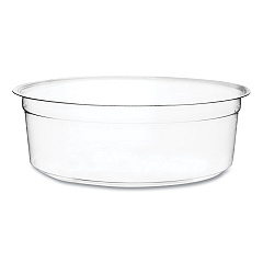Vegware Round Deli Pots, Compostable, 8 oz, 4.6" Diameter x 1.5"h, Clear, Plastic, 500/Carton (VEGCFDC08)