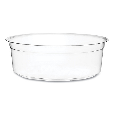 Vegware Round Deli Pots, Compostable, 8 oz, 4.6" Diameter x 1.5"h, Clear, Plastic, 500/Carton (VEGCFDC08)