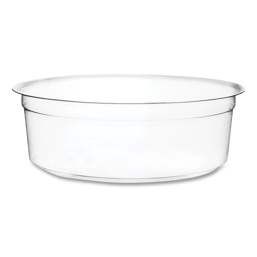 Vegware Round Deli Pots, Compostable, 8 oz, 4.6" Diameter x 1.5"h, Clear, Plastic, 500/Carton (VEGCFDC08)