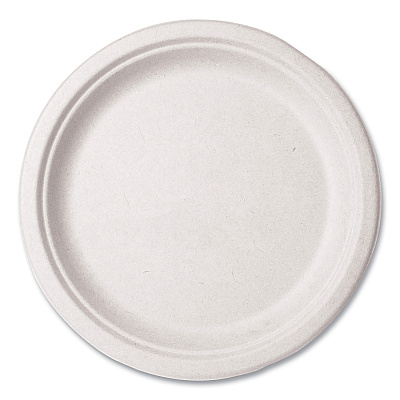 Vegware Molded Fiber Tableware, Compostable, Plate, 10" dia, White, 500/Carton (VEGWHBRG10)