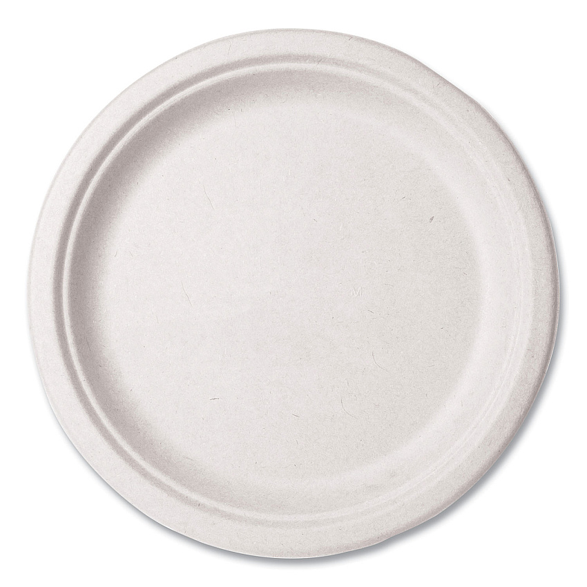 Vegware Molded Fiber Tableware, Compostable, Plate, 10" dia, White, 500/Carton (VEGWHBRG10)