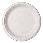 Vegware Nourish Molded Fiber Tableware, Compostable, Plate, Sugarcane, 9" dia, White, 500/Carton (VWP013NFA)