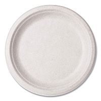Vegware Nourish Molded Fiber Tableware, Compostable, Plate, Sugarcane, 9" dia, White, 500/Carton (VWP013NFA)
