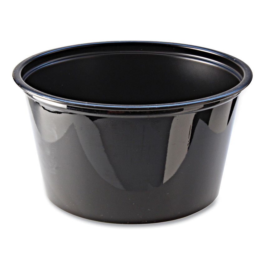 Fabri-Kal Portion Cups, 4 oz, Black, 125/Sleeve, 20 Sleeves/Carton (FABPC400B)