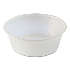 Fabri-Kal Portion Cups, Squat, 1.5 oz, Translucent, 125/Sleeve, 20 Sleeve/Carton (FABPC150S)