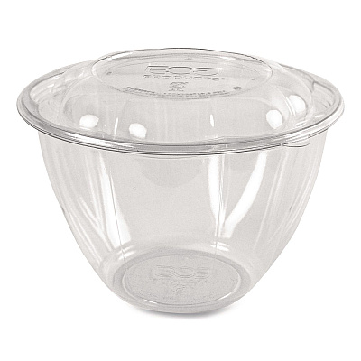 Eco-Products Renewable and Compostable Salad Bowls with Lids, 48 oz, Clear, Plastic, 150/Carton (ECOEPSB48)