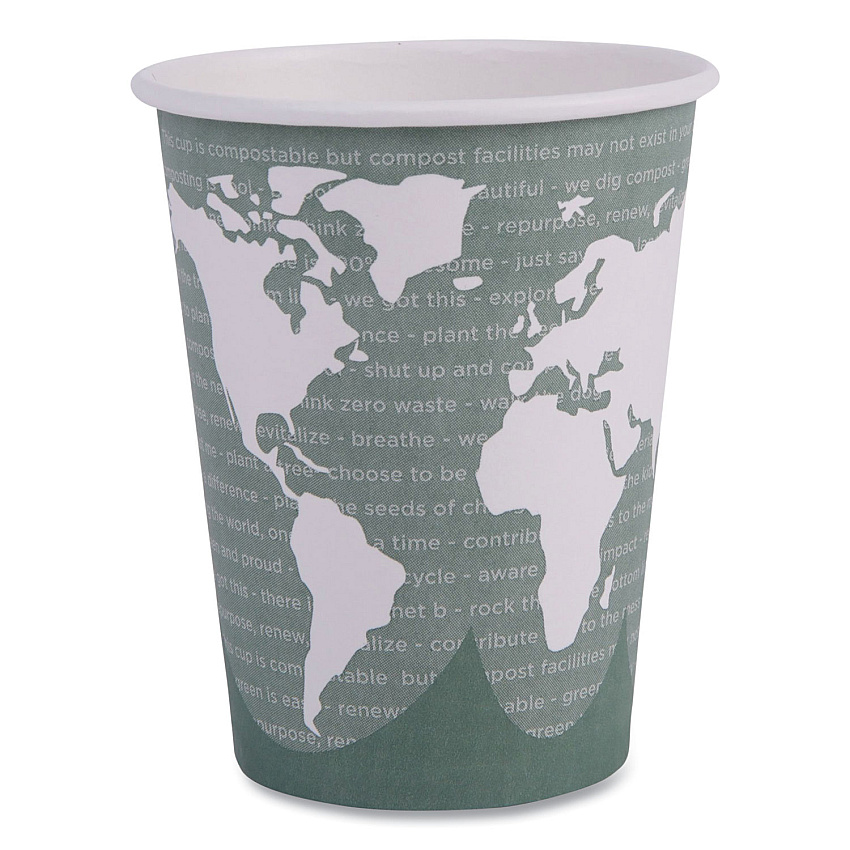 Eco-Products World Art Renewable and Compostable Hot Cups, 12 oz, Gray, 50/Pack (ECOEPBHC12WAPK)