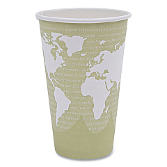 Eco-Products World Art Renewable and Compostable Hot Cups, 16 oz, Moss, 50/Pack (ECOEPBHC16WAPK)