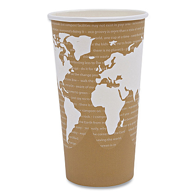 Eco-Products World Art Renewable and Compostable Hot Cups, 20 oz, 50/Pack, 20 Packs/Carton (ECOEPBHC20WA)