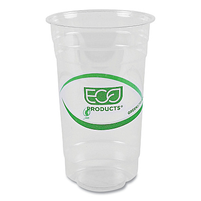 Eco-Products GreenStripe Renewable and Compostable PLA Cold Cups, 24 oz, 50/Pack, 20 Packs/Carton (ECOEPCC24GS)