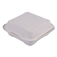 Eco-Products Vanguard Renewable and Compostable Sugarcane Clamshells, 1-Compartment, 8 x 8 x 3, White, 200/Carton (ECOEPHC81NFA)