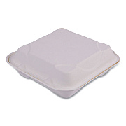 Eco-Products Bagasse Hinged Clamshell Containers, 9 x 9 x 3, White, Sugarcane, 50/Pack, 4 Packs/Carton (ECOEPHC91)
