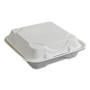 Eco-Products Vanguard Renewable and Compostable Sugarcane Clamshells, 1-Compartment, 9 x 9 x 3, White, 200/Carton (ECOEPHC91NFA)