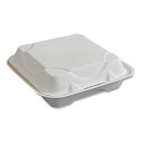 Eco-Products Vanguard Renewable and Compostable Sugarcane Clamshells, 1-Compartment, 9 x 9 x 3, White, 200/Carton (ECOEPHC91NFA)