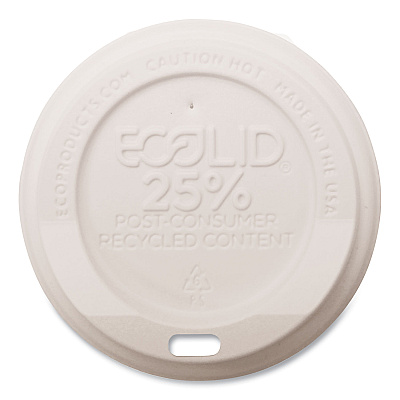 Eco-Products EcoLid 25% Recycled Content Hot Cup Lid, White, Fits 8 oz Hot Cups, 100/Pack, 10 Packs/Carton (ECOEPHL8WR)