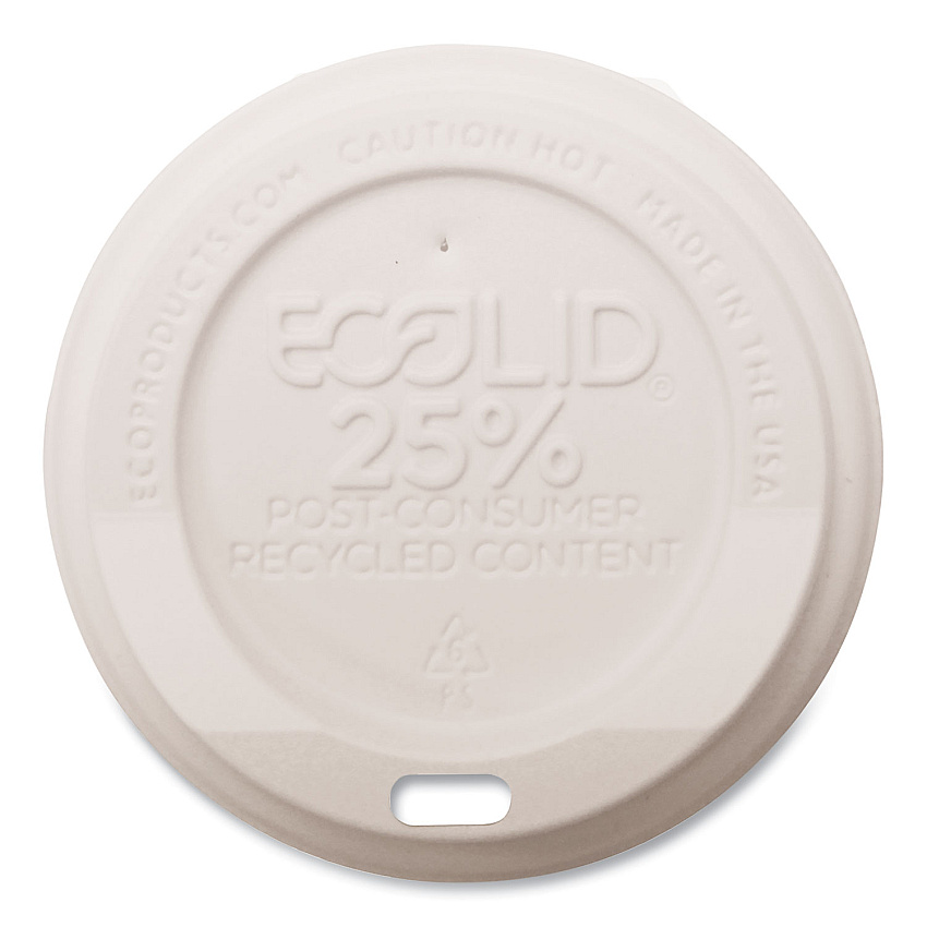 Eco-Products EcoLid 25% Recycled Content Hot Cup Lid, White, Fits 8 oz Hot Cups, 100/Pack, 10 Packs/Carton (ECOEPHL8WR)
