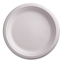 Eco-Products Renewable Sugarcane Plates, 9" dia, Natural White, 50/Pack (ECOEPP013PK)